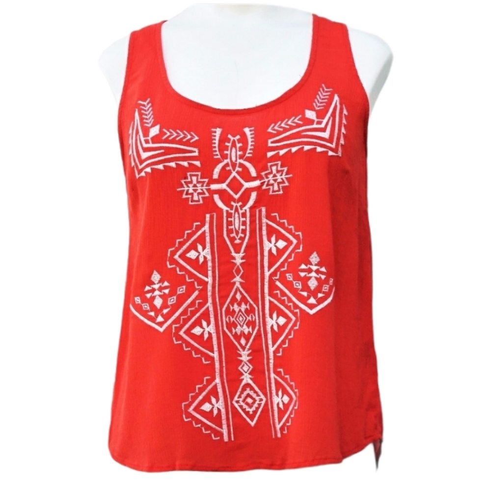 Jealous Tomato Womens Boho Open Back Tank Top sz S